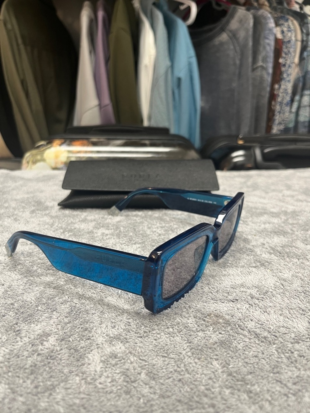 Furla Teal-Blue Rectangular Women's Sunglasses - Picture 4 of 5